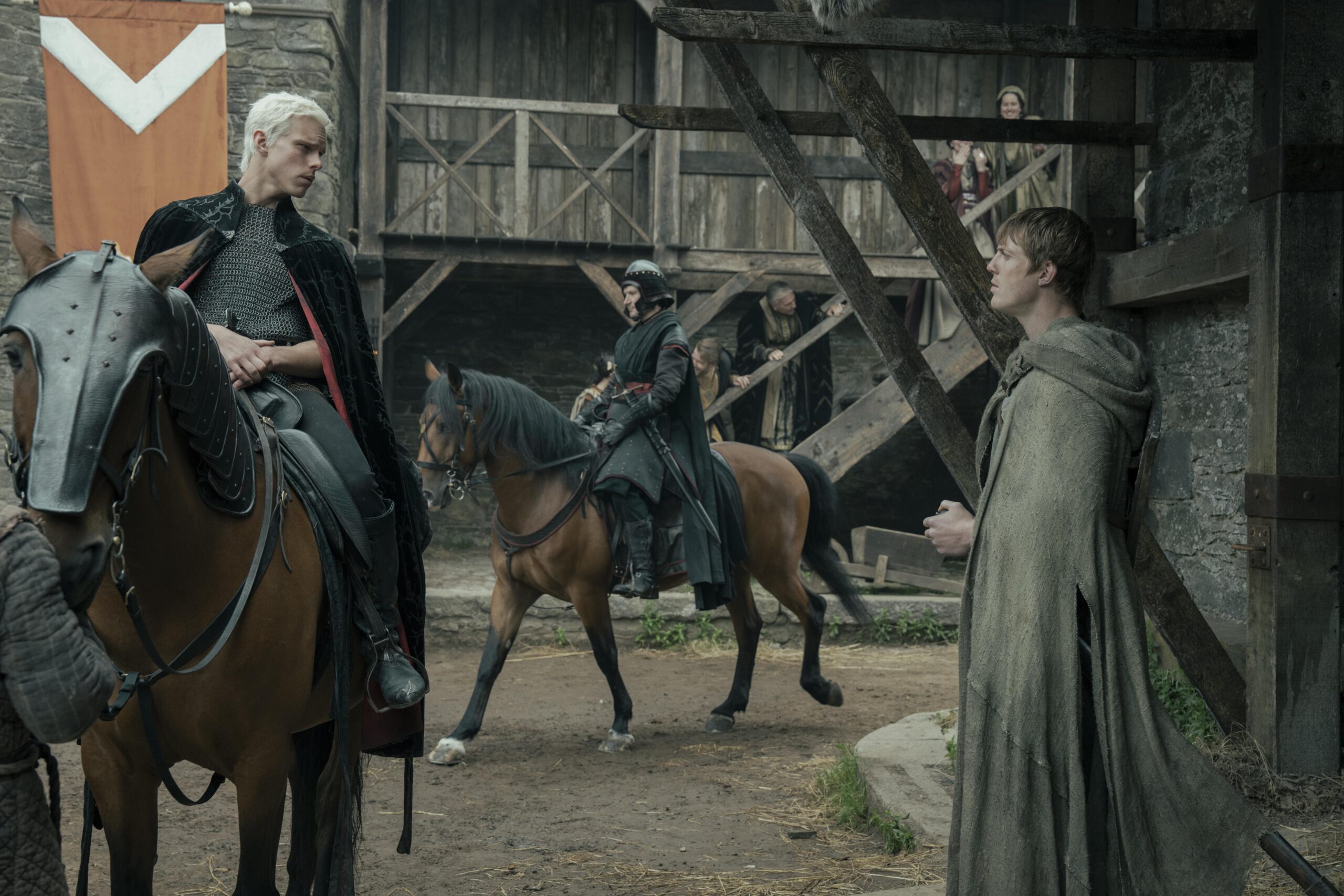 Finn Bennett as Prince Aerion “Brightflame” Targaryen & Peter Claffey as Ser Duncan the Tall