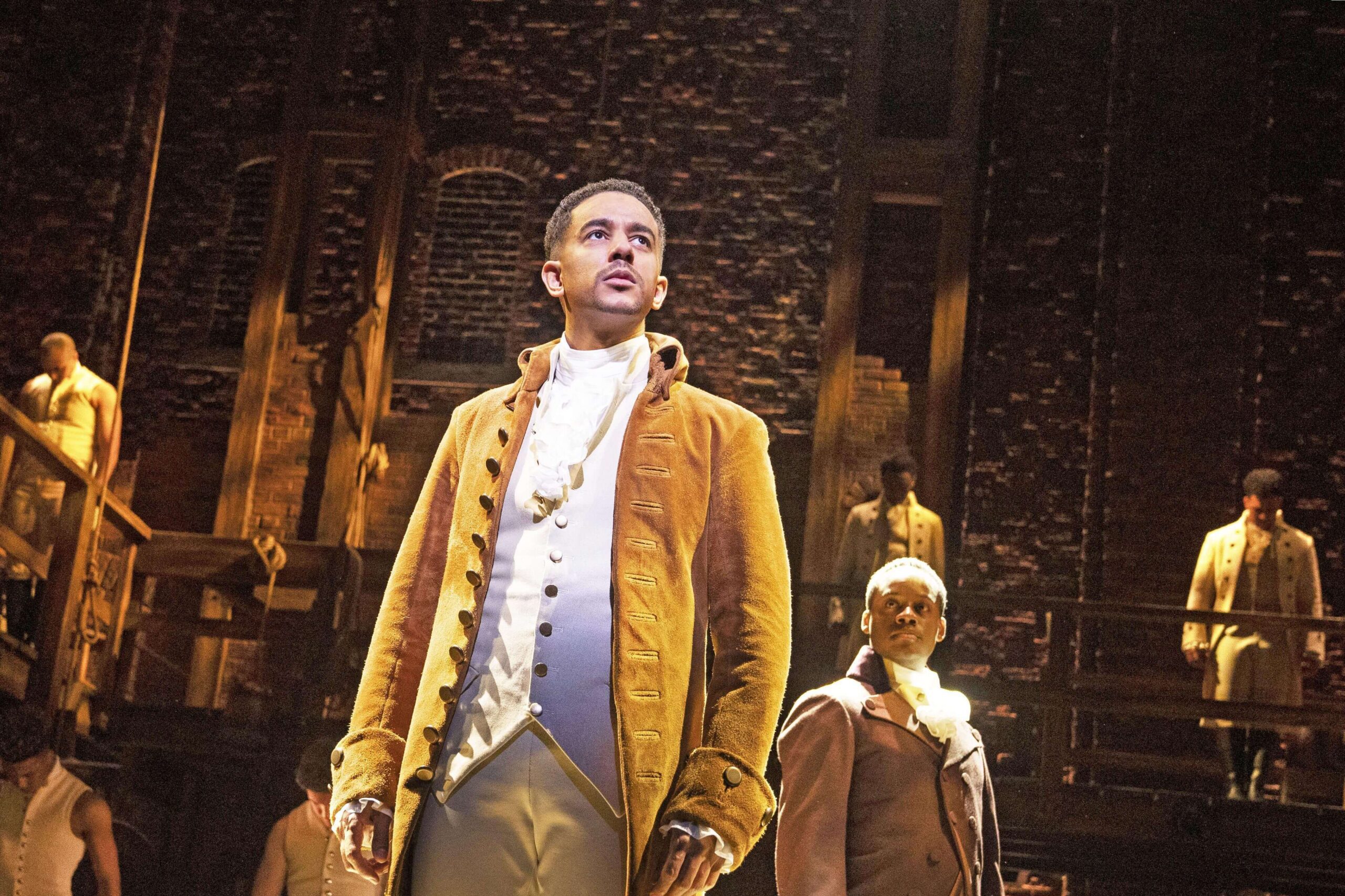 Karl Queensborough as Alexander Hamilton at the Victoria Palace Theatre