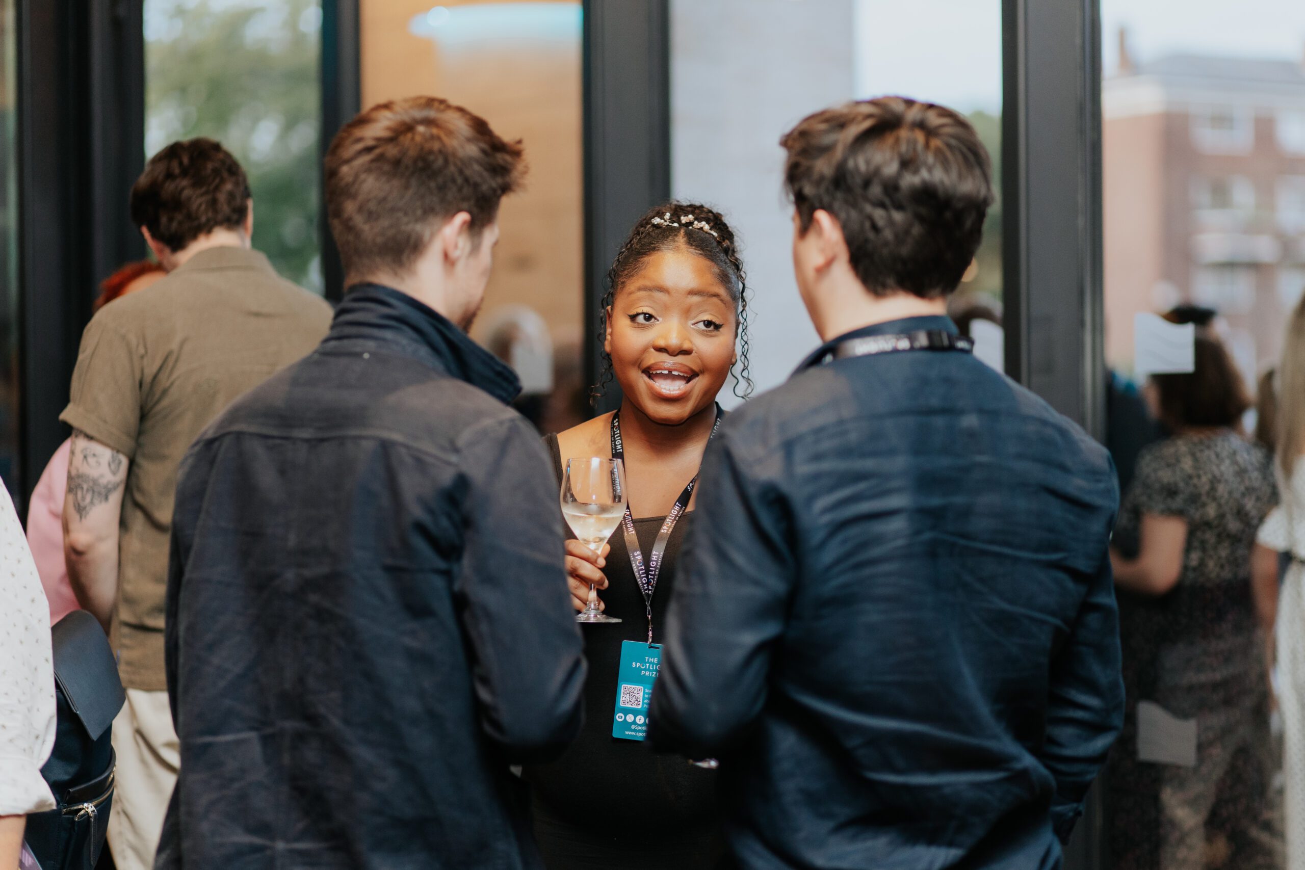 Spotlight Prize finalists speaking with agents and casting directors at the showcase
