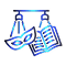 Icon of spotlights on a mask and book
